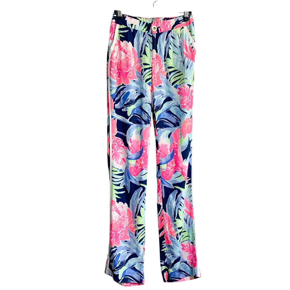 Lilly Pulitzer Madeira High Tide Tropicoloada Floral Straight Leg Pants Size 00